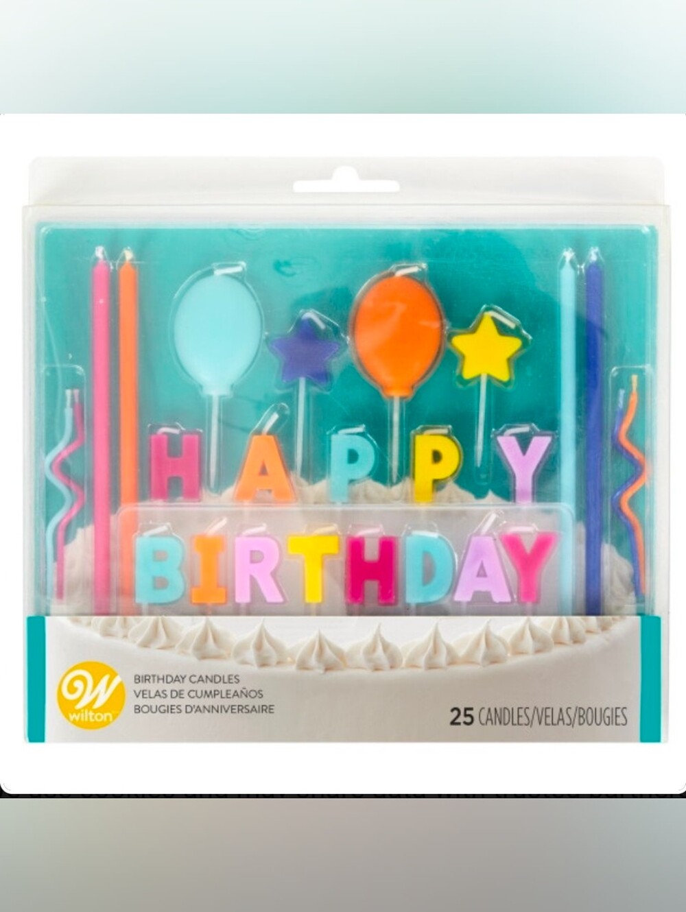 Wilton Brand New Happy Birthday Candle Set 25-Ct Multi-Color Cake Decor NWT